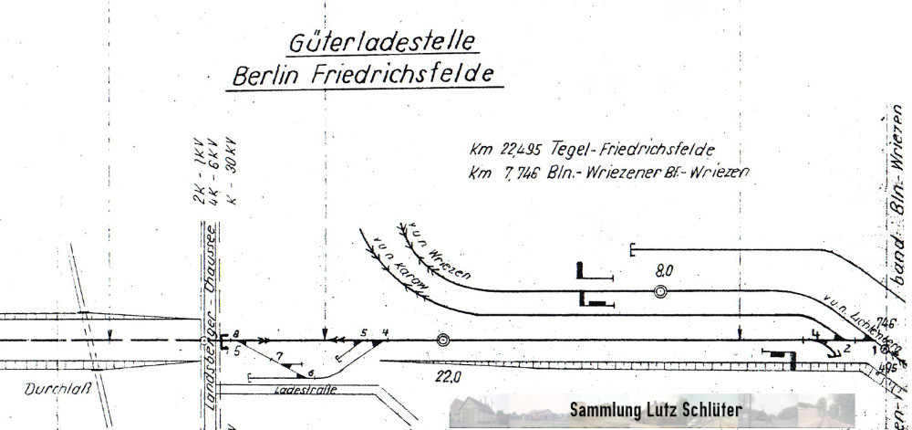 So sah die Güterladestelle Friedrichsfelde 1975 aus. Selbst zu dieser Zeit waren Fahrten aus der Industriebahn sicherungstechnisch durch Hauptsignal und Flankenschutzweiche gesichert. Slg Lutz Schlüter